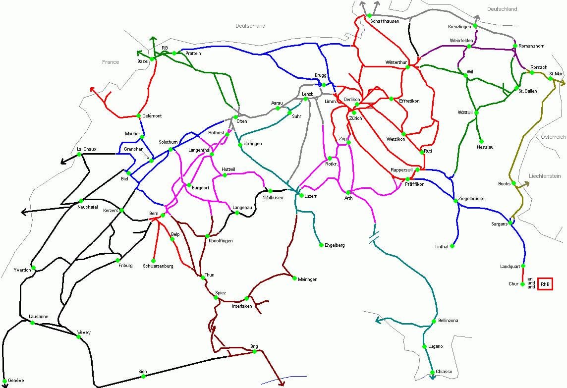 kart dəmir yolu vağzalının İsveçrə 