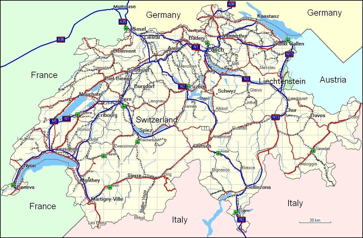 kart İsveçrə dağları