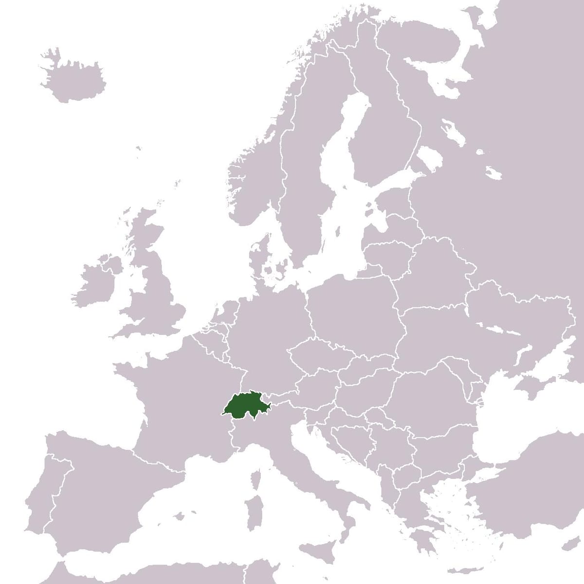 İsveçrə yeri xəritədə Avropa